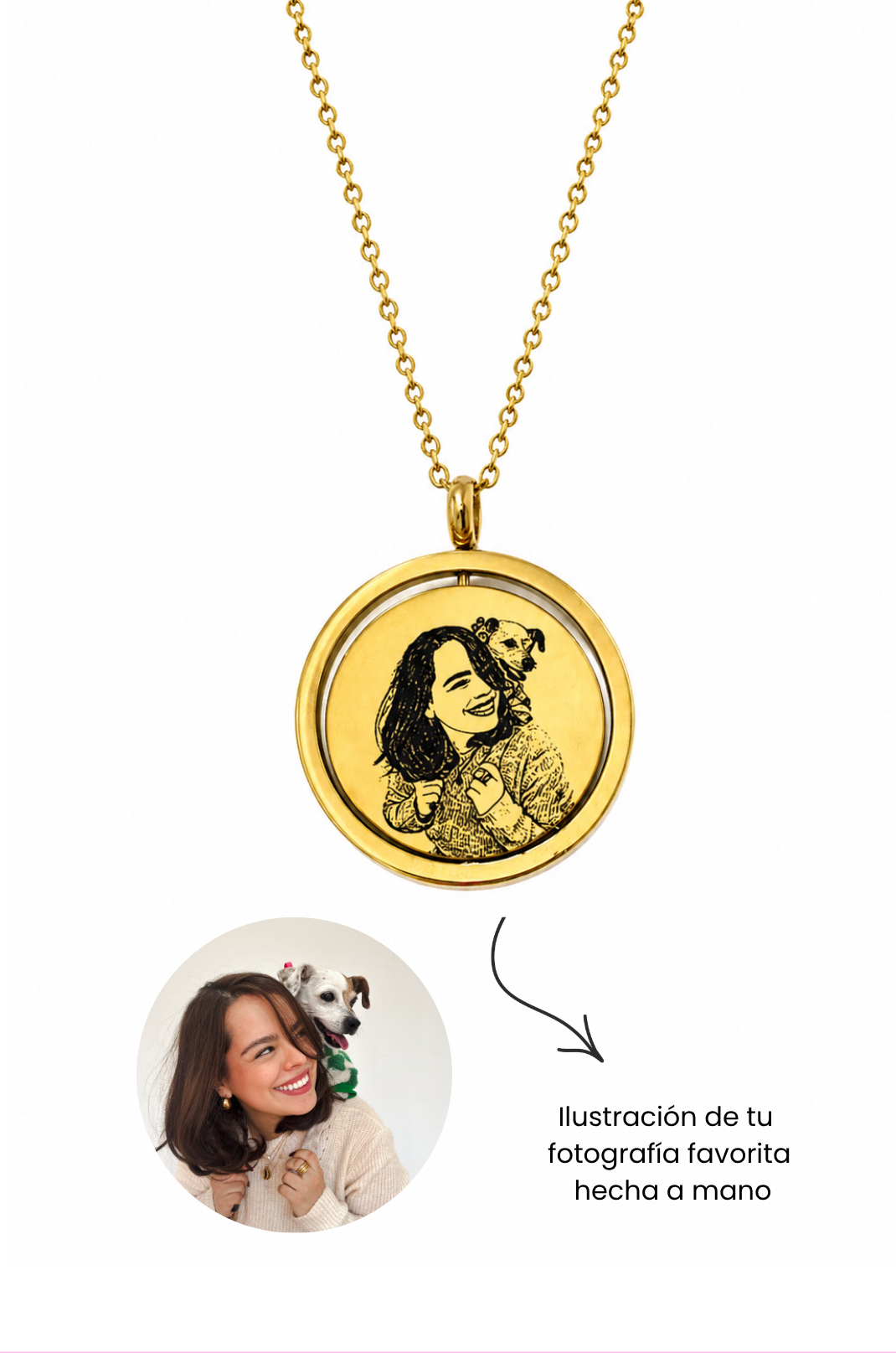 Collar Giratorio "Bucle" Personalizado con Foto y Frase