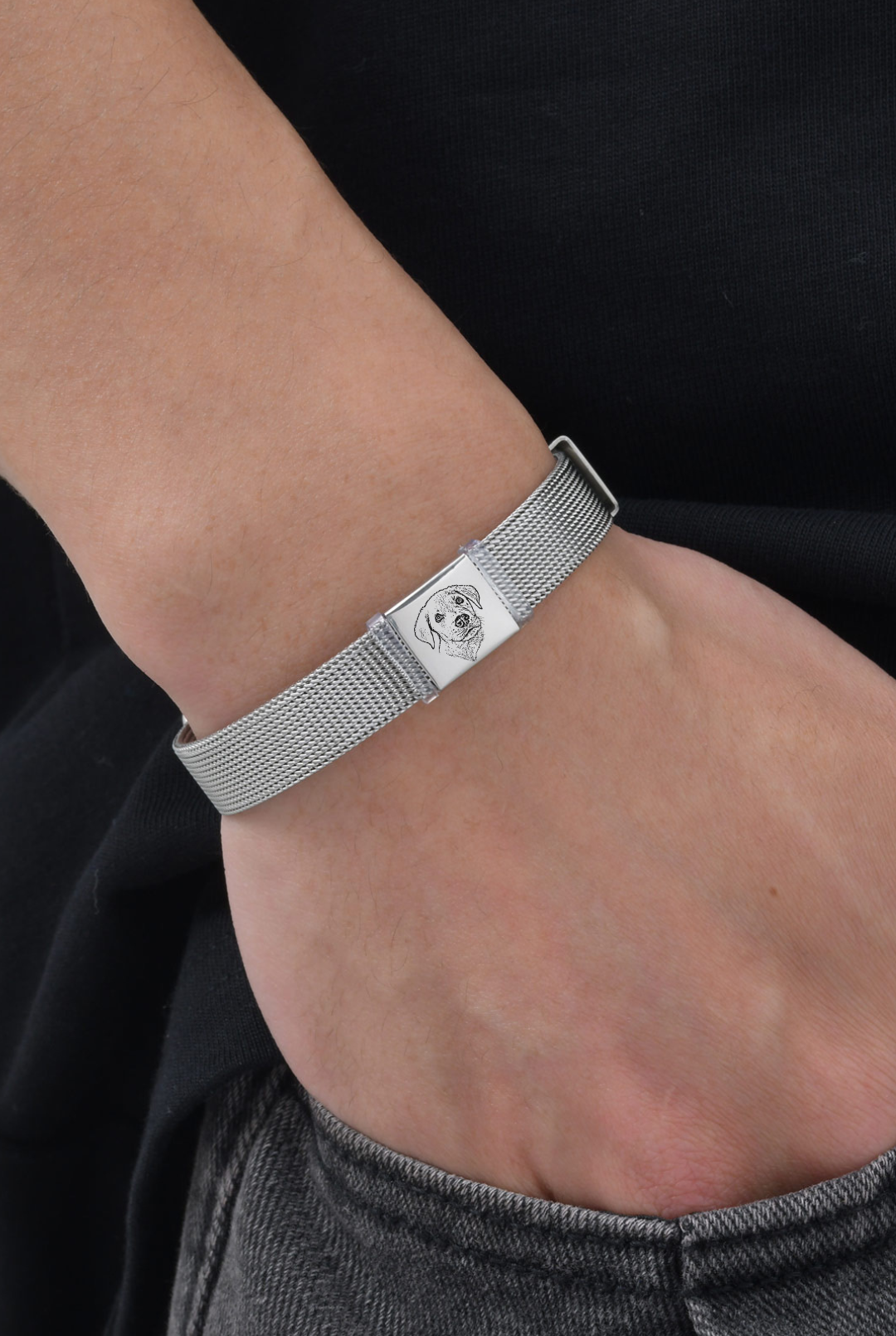 Pulsera para Hombre Personalizada con Cara de Mascota