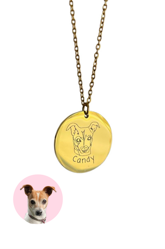 Collar Gran Amor. Placa circular con cara de mascota