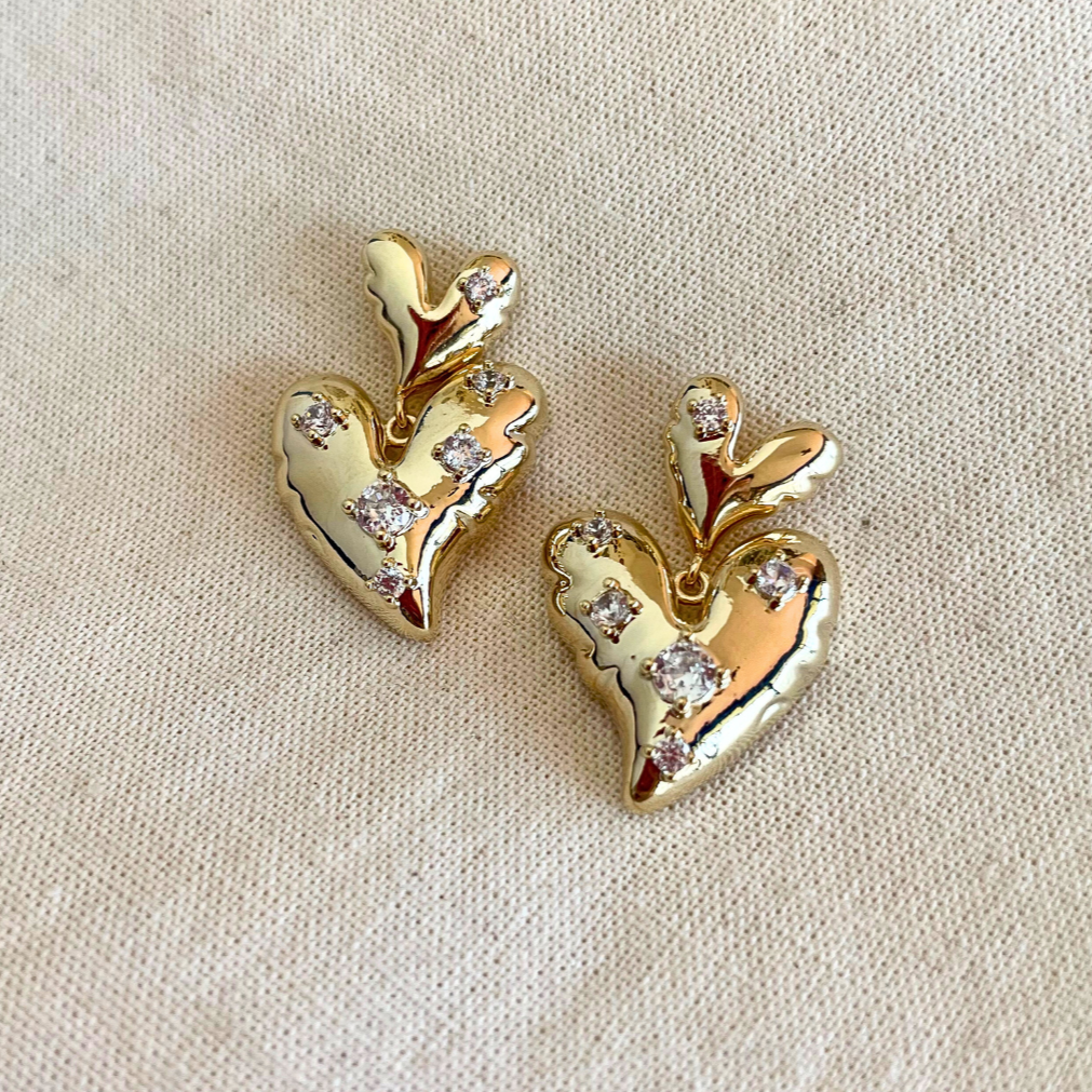 Heart and gems earrings