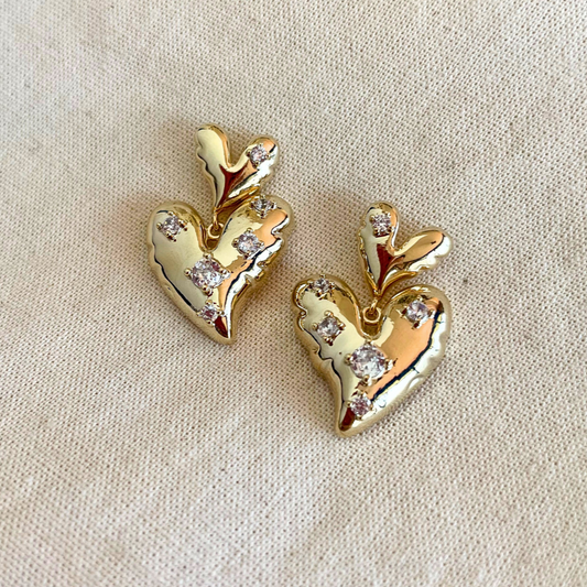 Heart and gems earrings